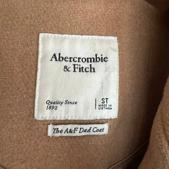 Abercrombie & Fitch Dad Coat Jacket Camel Tan Workwear Classic Long Small Tall - Picture 8 of 8